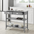 Crosley Furniture Chloe Rolling Kitchen Island | Storage Cart, Microwave Stand, Wine Rack, Gray