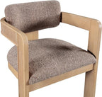 Meridian Furniture Sacha Collection Art Deco Dining Chair, Solid Fluted Wood, 22.5" W x 22" D x 31" H, Set of 2 (Brown, Natural Finish, Velvet)
