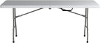 Office Star Resin Rectangle Center-Folding Portable Table for Picnics, Camping, and Tailgating, 6 Feet