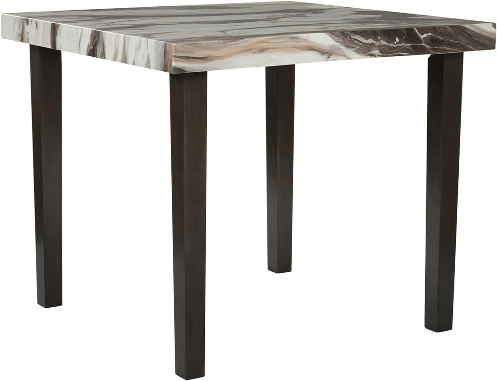 Signature Design by Ashley Jazmore Contemporary Counter Height Dining Table with Faux Marble Pattern, Dark Brown & Beige