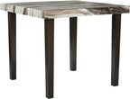 Signature Design by Ashley Jazmore Contemporary Counter Height Dining Table with Faux Marble Pattern, Dark Brown & Beige