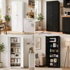 AQY Metal Pantry Cabinet, 72" White Kitchen Storage Cabinet with Doors