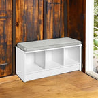 ClosetMaid 1631 Cubeicals 3-Cube Storage Bench, White with Gray Cushion