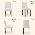Dining Chairs Set of 4, Parsons Chairs for Small Spaces, Light Beige | Modern Dining Room Chairs with Solid Wooden Legs, Fabric Upholstered Kitchen Chairs for Restaurant & Cafe