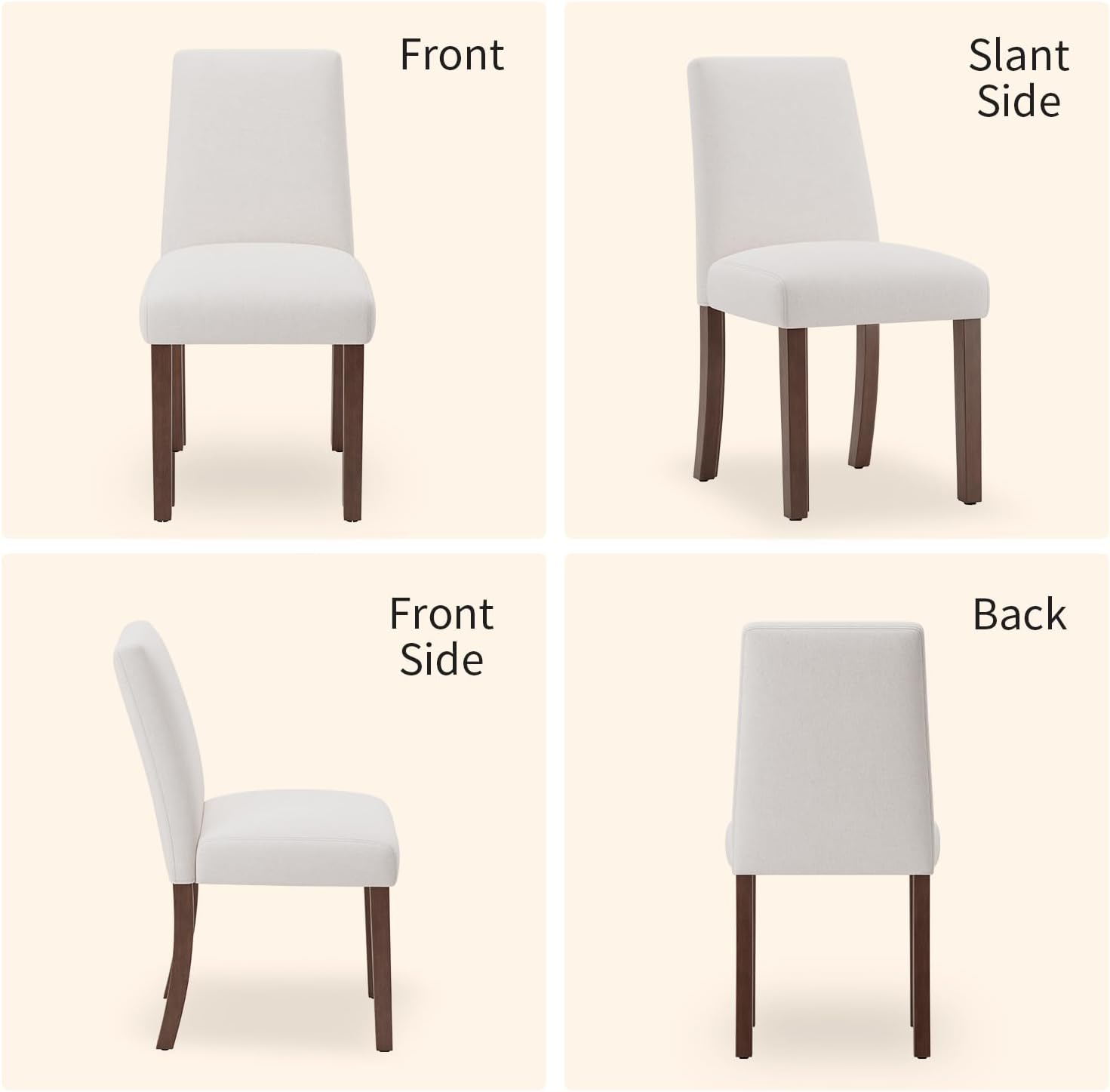 Dining Chairs Set of 4, Parsons Chairs for Small Spaces, Light Beige | Modern Dining Room Chairs with Solid Wooden Legs, Fabric Upholstered Kitchen Chairs for Restaurant & Cafe