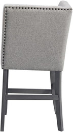 Pemberly Row Counter Corner Bench, 22" W x 22" D x 40" H, Upholstered Back in Gray, Foam-Filled Seat, Nailhead Trim, Rubberwood Frame, Versatile Seating for Kitchen or Dining Room