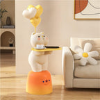Adorable Cartoon Side Table with Tray, Resin Side Table with Balloons Decor and Base for Living Room, Bedroom, Requires Assembly