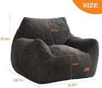 Big Bean Bag Chair for Adults, Ultra Soft BeanBag for Living Room | Stuffed BeanBag Chair with Armrests for Napping, Gaming, Vacuum-Compressed for Easy Gifting, 48 Hours to Fluffs Up, Dark Gray