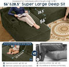 Green 134 Inch U-Shaped Modular Sectional Sofa, Corduroy Cloud Couch with Dual Chaise, High-Resilience Foam & Spring Coils, Deep Seat Lounge with 2 Cupholders & Side Pockets, No Assembly