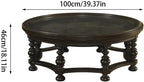 Coffee Table Solid Wood Round Coffee Table Black Retro Coffee Table Home Sofa Side Table Glass Double Layer Low Table Mesa para Centro De Sala