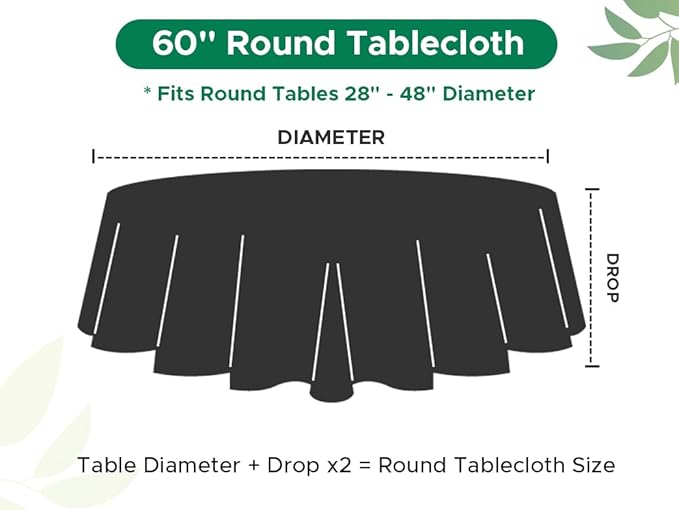 Biscaynebay Textured Fabric Round Tablecloths 60" for Round Tables diameters from 28" to 48", Navy Water Resistant Folding Table Covers Washable for Dining, Kitchen, Wedding, Parties etc