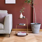 Telephone Table, End Table,Black Walnut Stainless Steel Titanium-Plated Side Table,Multi-Functional Small Side Table,Sofa Side Table,Telephone Desk,3-Layer Coffee Table