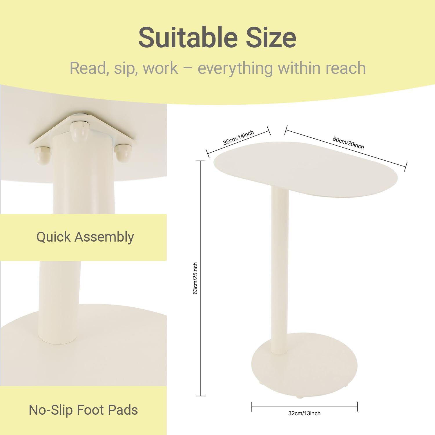 Modern C-Shaped End Table, Small Sofa Side Table Metal Side Table for Couch and Bed Snack Table Tray Table for Living Room Bedroom