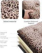 AmasSmile Footrest Ottoman Storage Bench,34" Velvet Folding Chest,Leopard | Large Ottoman with Storage,Thicker Foam Padded Seat,Livingroom,Dorm,Bedroom,Entryway,Easy to install,34 x 13 x 13in