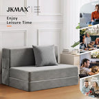 JKMAX Single Size Folding Sofa Bed - 4 in 1 Convertible Sleeper Chair - High Density Memory Foam Futon Couch - Foldable Bed for Living Room Bedroom (Dark Grey)