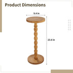 Small Round Side Table Brown, 9.4 in Drink Table with Rubberwood Material, Stable, Easy to Assemble, Space-Saving End Table for Living Room, Bedroom, Kitchen