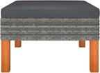 vidaXL Outdoor Footstool - Gray Poly Rattan and Solid Eucalyptus - Steel Frame with Removable and Washable Cushion Cover