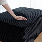 37.4" Plush Corduroy Ottoman, Upholstered Cloud Ottoman for Couch in a Box, Modular Sectional Couches for Living Room, Compressed Memory Foam, No Assembly Require, Black