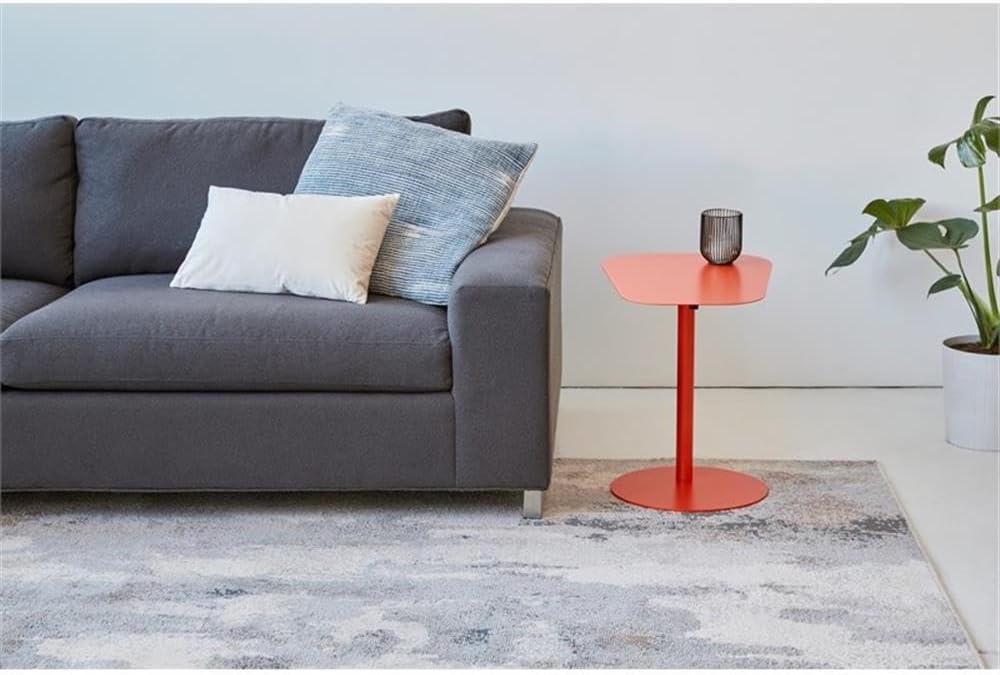 Pemberly Row Modern Metal End Table, 20 in x 19.75 in, C-Shaped Space-Saving Design, Durable Orange Powder Coat Finish, Indoor Accent Table for Living Room or Small Spaces
