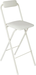 Folding Bar Stool with Back, 27 Inch Padded Counter Height Foldable Stool Portable Tall Folding Bar Chair 275lbs for Gardening Outdoor Kitchen Camping Fishing Shop Cafe (White)