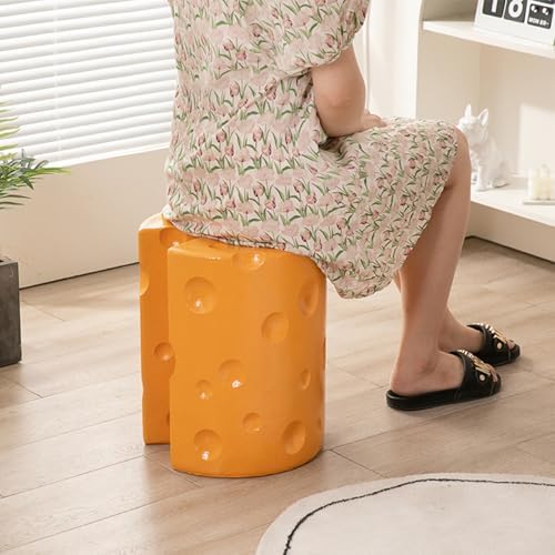 Cheese Shaped Resin Footrest Stool, Cartoon Accent Seat for Bedroom Decor, Lightweight Garden Ottoman Side Table with Anti-Slip Base, Easy Care Home Furniture Accessory
