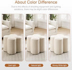 Zesthouse Flower Pouf Ottomans Foot Rest Set of 2, Linen Poofy Ottomans | Large Ottoman Footstool for Couch, Modern Living Room Stool Seat, Cute Square Vanity Stool for Bedroom, Beige Dorm Foot Stool