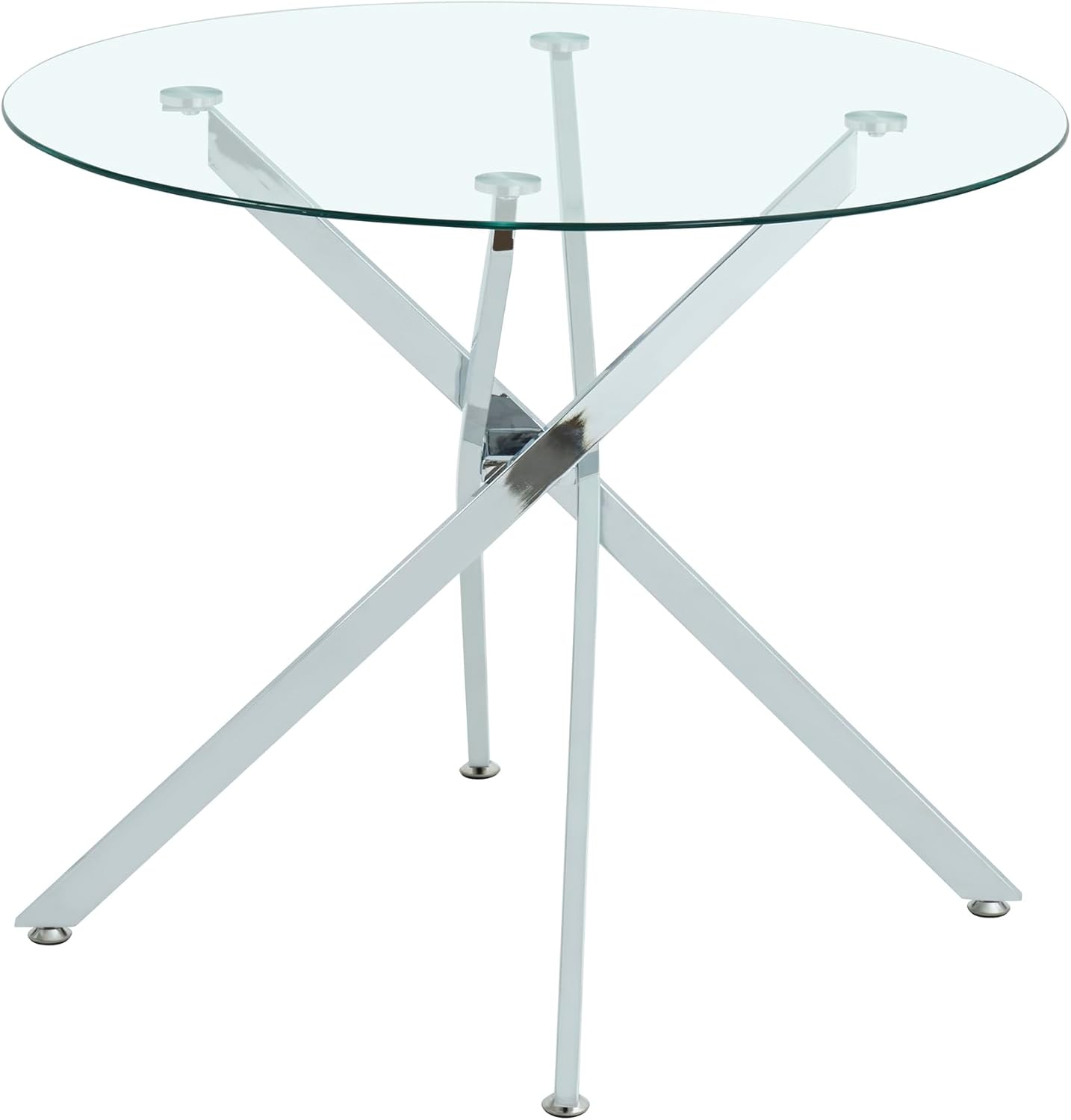 HomVent Round Glass Dining Table Set for 2, Circle Glass Kitchen Table Set Small Dining Room Set with 2 Dining Chairs for Kitchen Dining Room