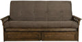 Kodiak Furniture Tucson Full Futon Set in Rustic Walnut Finish with Storage Drawers, Suede Gray