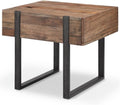 BOWERY HILL Contemporary End Table, 24" H x 22" W x 26" D, Reclaimed Wood, Rustic Honey Finish, Distressed Iron Base, Durable Compact Design, Industrial Farmhouse Style for Living Room or Indoor Use