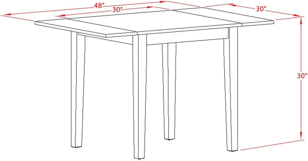East West Furniture NDT-MAH-T Norden Kitchen Table - a Rectangle Dining Table Top with Dropleaf & Stylish Legs, 30x48 Inch, Mahogany