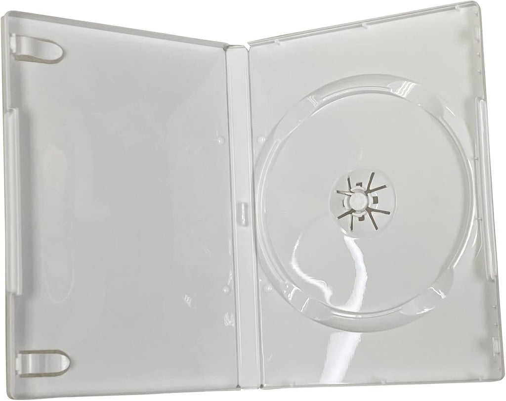 10 Pack Maxtek Standard 14mm White Single Disc CD & DVD Cases with Outer Clear Artwork Insert Sleeve. Compatible for Nintendo Wii Discs.