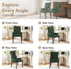 cinkehome Set of 4 Upholstered Dining Chairs, Dining Room Kitchen Chair with Armrest and Solid Wood Leg, Mid Century Modern Side Chairs (Olive Green, Chenille)