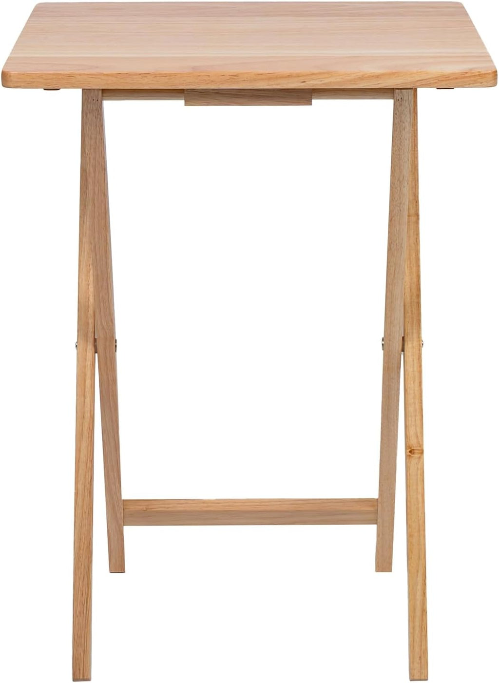 (2 Pcs) 26" Folding Tray Tables, Solid Rubberwood, Small Folding Table,Natural Wood Finish