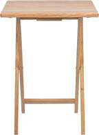 (2 Pcs) 26" Folding Tray Tables, Solid Rubberwood, Small Folding Table,Natural Wood Finish
