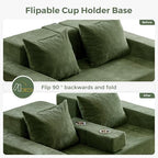 MAXYOYO Sofa Bed, 64-Inch Loveseat with 2 Cup Holders | Corded Green 4-in-1 Sofa Converts Into a Floor Couch or Recliner Chair; Sofa-in-a-Box Needs No Assembly for Living Rooms