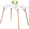 FurnitureR Dining Table Oval 47.2 Inch for 4-6 Person, Stylish Leisure Table Functional Table with Wooden Legs for Home Kitchen, Cafés, Small Places, White
