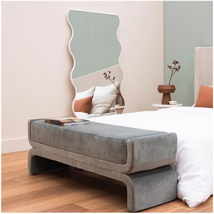 Modern Bedside Stool Bedroom Bench Simple Special-Shaped Living Room Long Home Shoe Changing Entryway(Gris,Small)