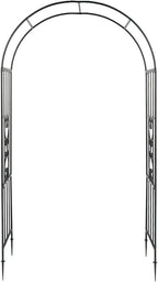 Outvita 7.3FT Garden Arch Arbor, Heavy Duty Metal Arbour Archway, Decorative Frame Stand Trellis with Ground Stakes for Wedding Ceremony Party Plant Climbing Rose Vines Lawn Patio Black
