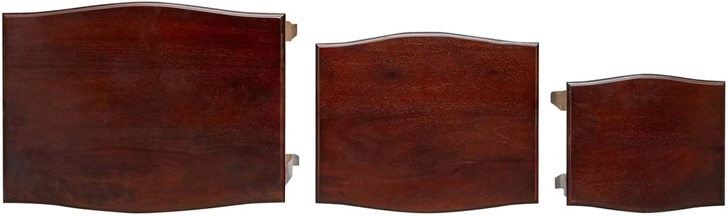 Nesting Side Tables 3 Pieces Solid Mahogany Wood | Space Saving Set, Easy Clean Surface, No Assembly Needed, for Living Room or Bedroom