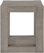 BOWERY HILL Contemporary Rectangular End Table, 22" Width x 24" Height, Reclaimed Solid Pine, Distressed Gray Finish, Bottom Shelf, Rustic Design for Living Room or Bedroom