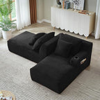 Eafurn Oversized Double Chaise Lounge Indoor with Cup Holders & Side Pocket, 71" Plush Corduroy Floor Chaise Lounge Sofa with High Density Sponge & Deep High Seat Comfy Sleeper Couch Bed