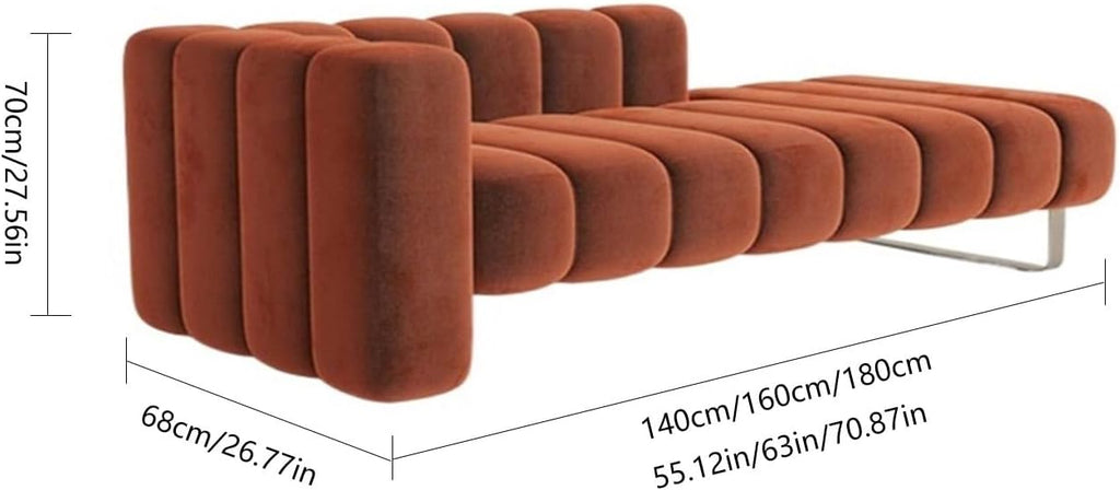 Modern Orange Bedroom Bench Velvet, Upholstered End of Bed Tufting Indoor with Gold Legs for Living Room Dinning Entryway Entryway(160 * 68 * 70cm)