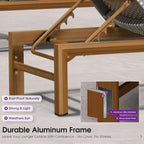 PURPLE LEAF Extra Wide French PE Rattan Patio Chaise Lounge Set of 2, Grey | Extra Wide Fits Heavier Users, Fade-proof Wicker, Matte Teak Wood-Grain Rustproof Aluminum, 5 Recline, Non-Slip Pads, 440 lbs