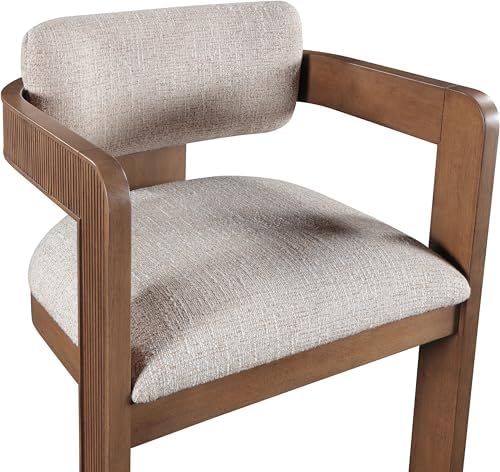 Meridian Furniture Sacha Linen Blend Dining Chair, Beige, Set of 2 | Dining Chair Crafted With Art Deco Fluted Wood, Linen Textured Fabric, And An 18.75" Seat Height: 11093Beige-C