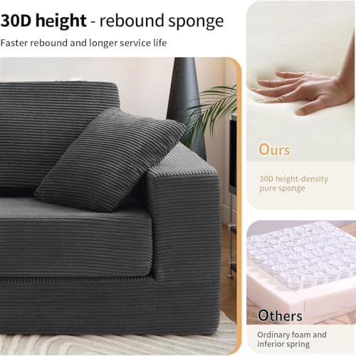 FILUXE Modular Sectional Sofa, Modern Modular Sofa Couch with Deep Seat，Comfy Cloud Couch, Sectional Couches for Living Room, Bedroom and Apartment，2-Seater，Dark Grey