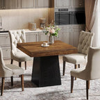 Tribesigns Square Dining Table for 4, 31.5" Farmhouse Small Kitchen Table | Wooden Dinner Table with 3.93" Thick Top & Sturdy Pedestal, Fits for Dining Room, Small Space, Apartment, Dark Brown & Black