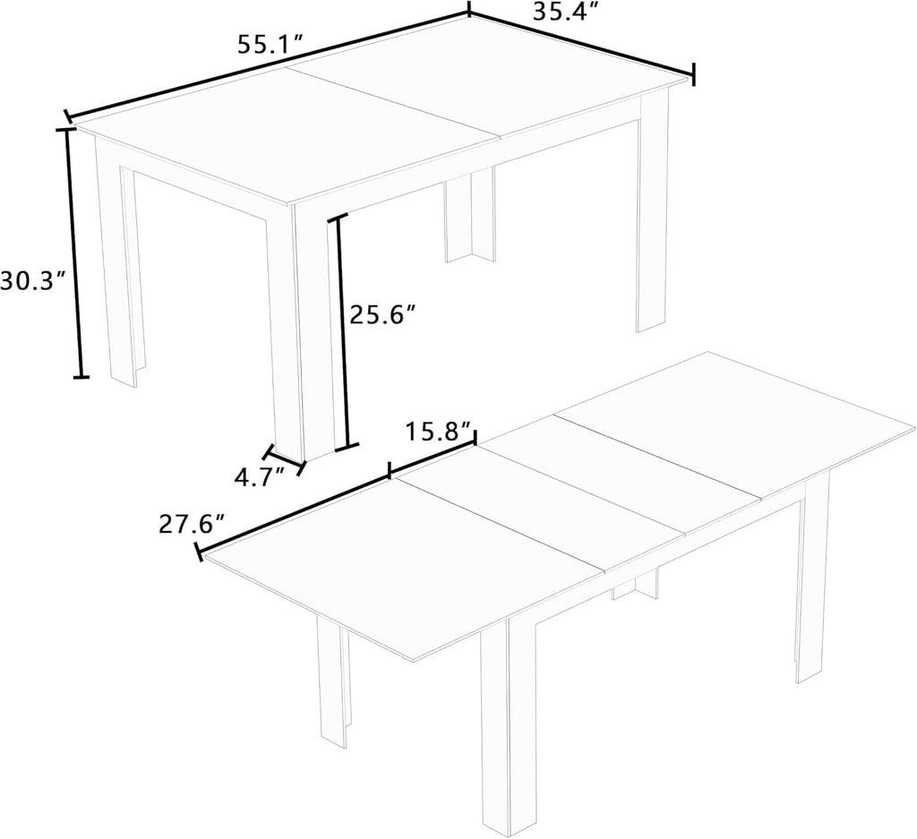 Extendable Dining Table for 6-10 Person, 55" to 86" Modern Dining Room Table, Rectangular Kitchen Table, Oak