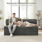 5-in-1 Convertible Sofa Bed, Loveseat, Tri-fold Futon Sofa Bed with Removable Cushions & Washable Cover, Pull Out Couch with Handle, for Small Spaces, Queen Size, Grey