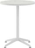 Small Round Pedestal Dining Table for 2-23.6" Modern White Kitchen Table with Sturdy Metal Cross-Leg Base, 1-Inch Thick Waterproof MFC Top, Space-Saving Bistro Table for Apartment, Studio, Breakroom