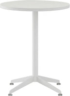 Small Round Pedestal Dining Table for 2-23.6" Modern White Kitchen Table with Sturdy Metal Cross-Leg Base, 1-Inch Thick Waterproof MFC Top, Space-Saving Bistro Table for Apartment, Studio, Breakroom